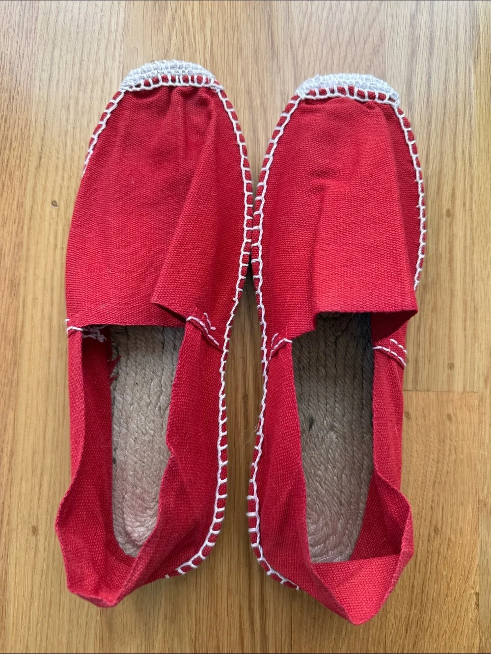 Women’s Red Canvas Espadrilles Handmade Authentic Sz 41